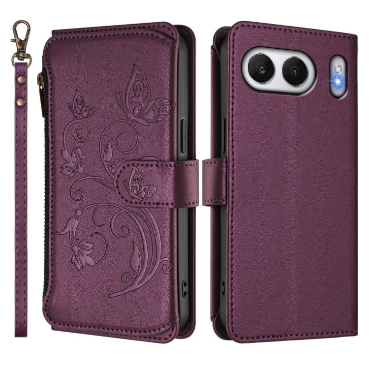 For OnePlus Nord 4 5G Butterfly Love Flower Multi-card Zipper Wallet Leather Phone Case