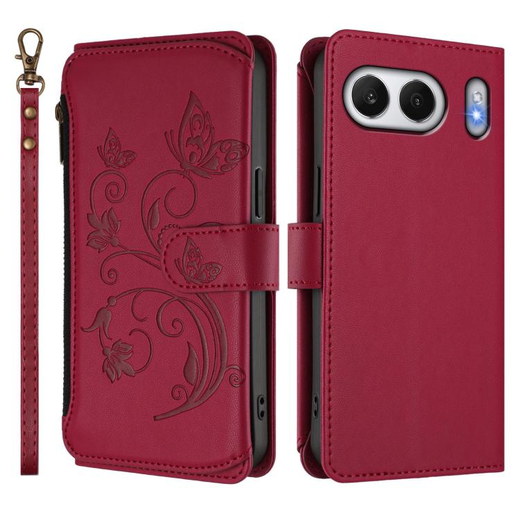 For OnePlus Nord 4 5G Butterfly Love Flower Multi-card Zipper Wallet Leather Phone Case