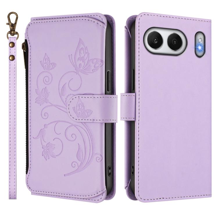 For OnePlus Nord 4 5G Butterfly Love Flower Multi-card Zipper Wallet Leather Phone Case