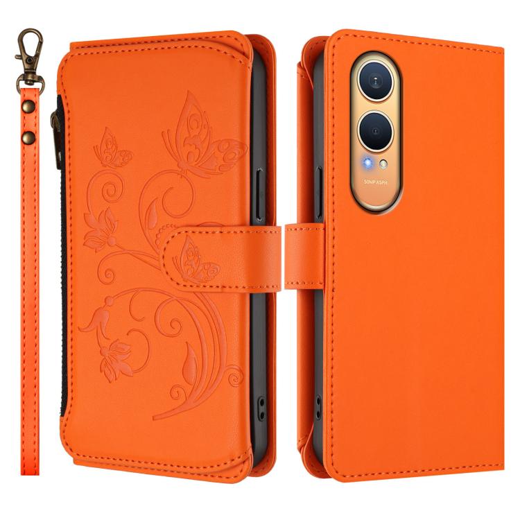 For OnePlus Nord CE4 Lite 5G Butterfly Love Flower Multi-card Zipper Wallet Leather Phone Case