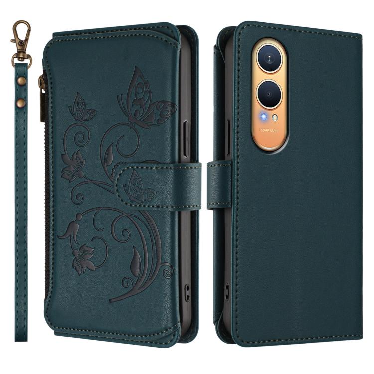 For OnePlus Nord CE4 Lite 5G Butterfly Love Flower Multi-card Zipper Wallet Leather Phone Case