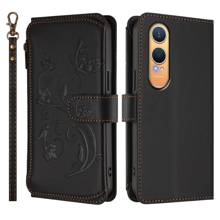 For OnePlus Nord CE4 Lite 5G Butterfly Love Flower Multi-card Zipper Wallet Leather Phone Case