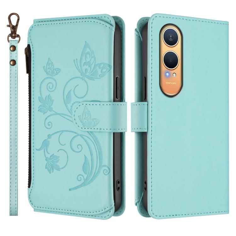 For OnePlus Nord CE4 Lite 5G Butterfly Love Flower Multi-card Zipper Wallet Leather Phone Case