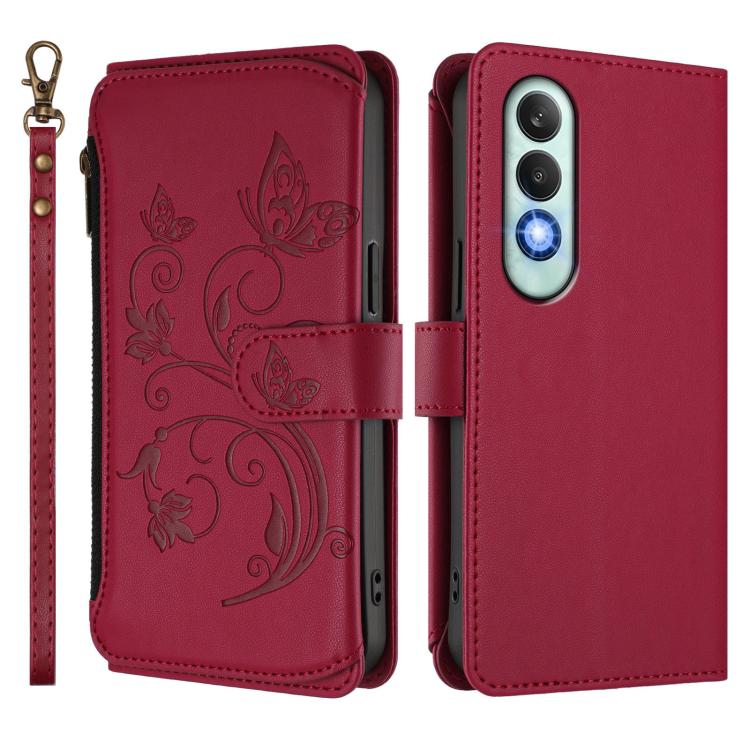 For OnePlus Nord CE4 5G Butterfly Love Flower Multi-card Zipper Wallet Leather Phone Case