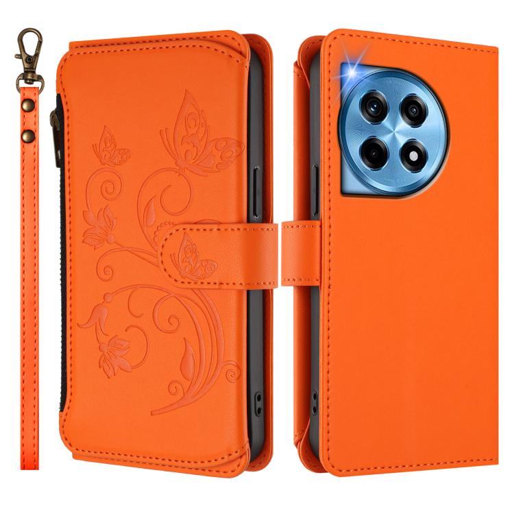 For OnePlus 12 5G Butterfly Love Flower Multi-card Zipper Wallet Leather Phone Case