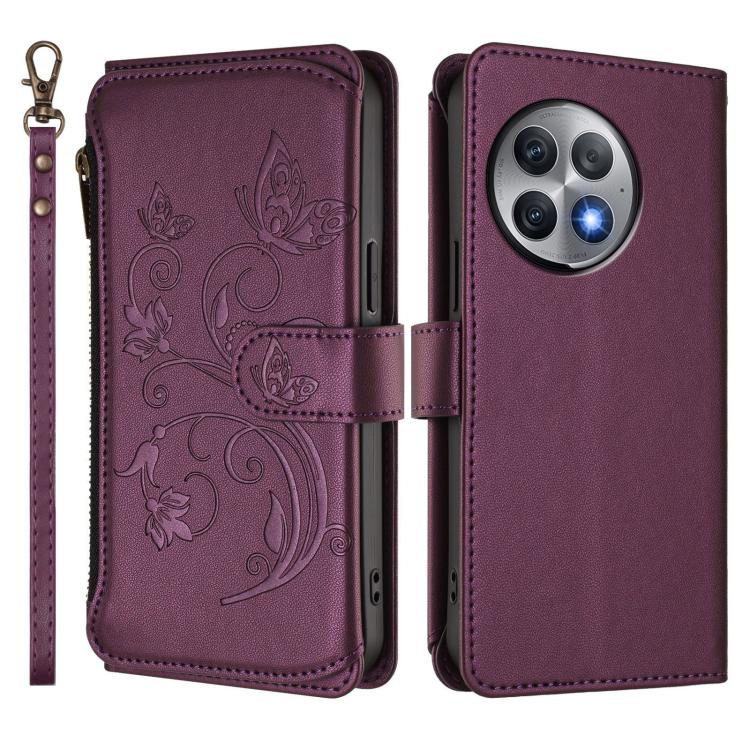 For OnePlus Ace 2 Pro 5G Butterfly Love Flower Multi-card Zipper Wallet Leather Phone Case