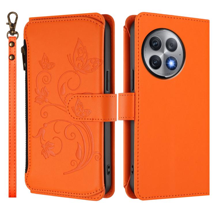For OnePlus Ace 2 Pro 5G Butterfly Love Flower Multi-card Zipper Wallet Leather Phone Case