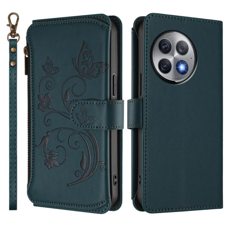 For OnePlus Ace 2 Pro 5G Butterfly Love Flower Multi-card Zipper Wallet Leather Phone Case