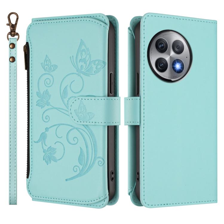 For OnePlus Ace 2 Pro 5G Butterfly Love Flower Multi-card Zipper Wallet Leather Phone Case