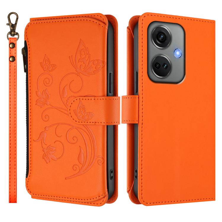 For OnePlus Nord CE3 5G India Butterfly Love Flower Multi-card Zipper Wallet Leather Phone Case