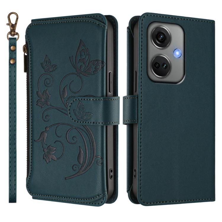 For OnePlus Nord CE3 5G India Butterfly Love Flower Multi-card Zipper Wallet Leather Phone Case