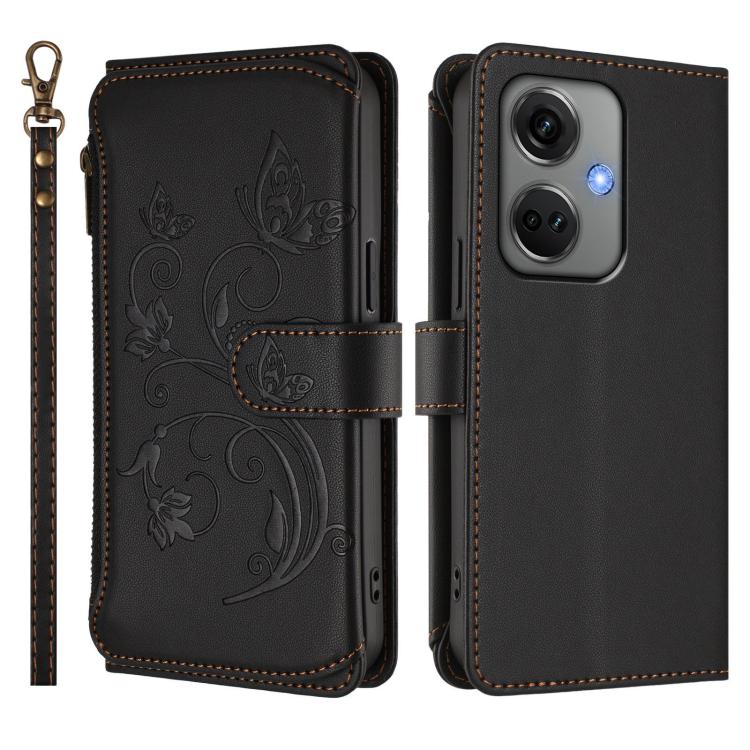 For OnePlus Nord CE3 5G India Butterfly Love Flower Multi-card Zipper Wallet Leather Phone Case