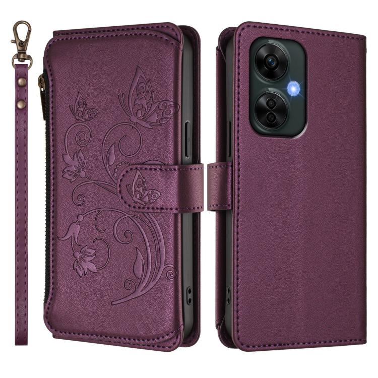 For OnePlus Nord CE 3 Lite 5G / N30 5G Butterfly Love Flower Multi-card Zipper Wallet Leather Phone Case