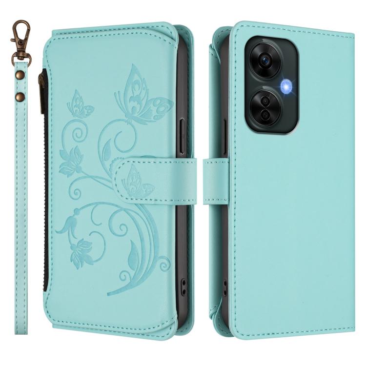 For OnePlus Nord CE 3 Lite 5G / N30 5G Butterfly Love Flower Multi-card Zipper Wallet Leather Phone Case