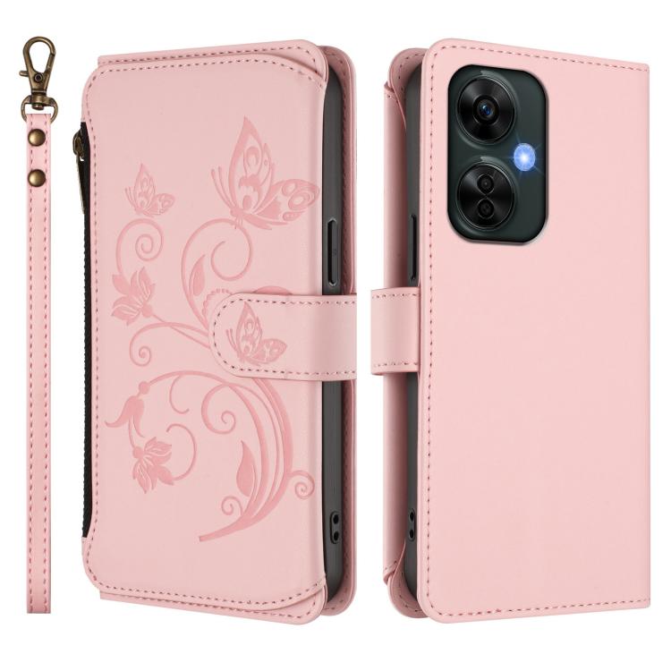 For OnePlus Nord CE 3 Lite 5G / N30 5G Butterfly Love Flower Multi-card Zipper Wallet Leather Phone Case