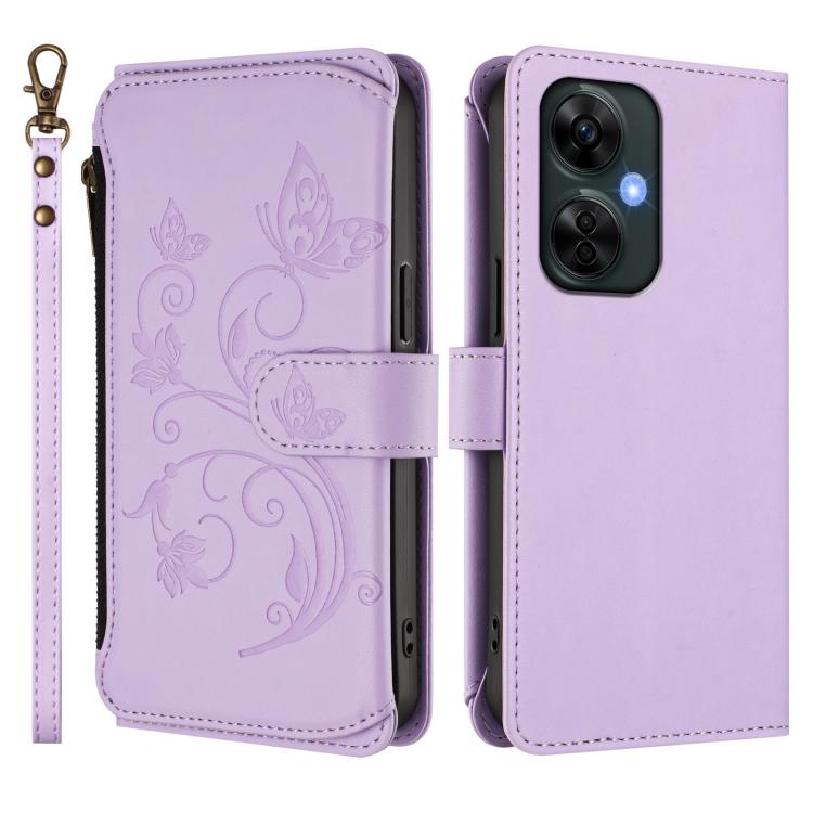 For OnePlus Nord CE 3 Lite 5G / N30 5G Butterfly Love Flower Multi-card Zipper Wallet Leather Phone Case