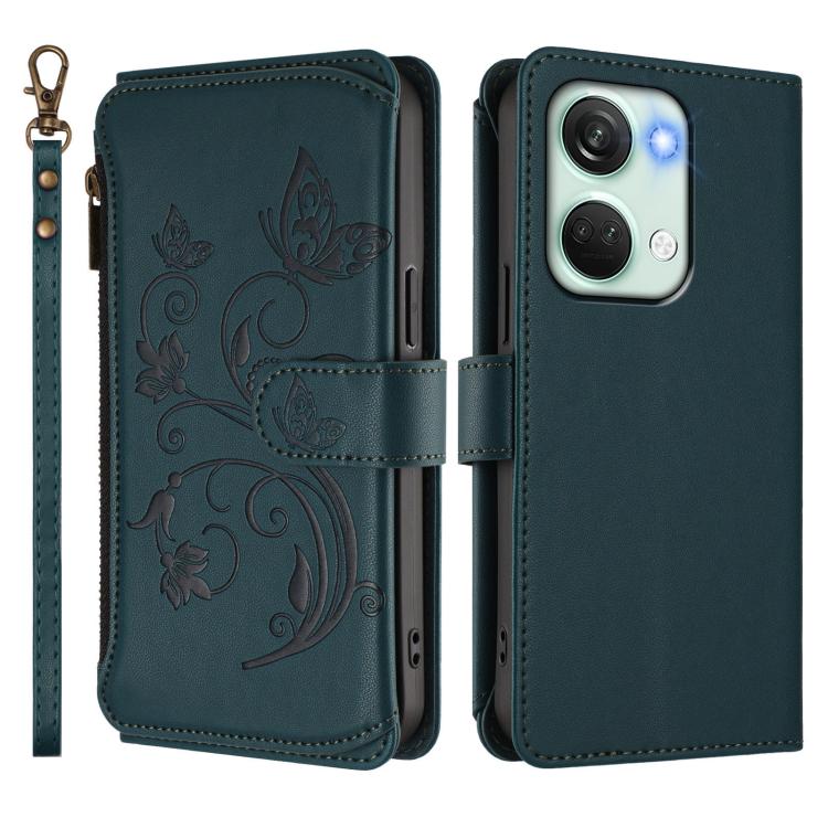 For OnePlus Nord 3 / Ace 2V Butterfly Love Flower Multi-card Zipper Wallet Leather Phone Case
