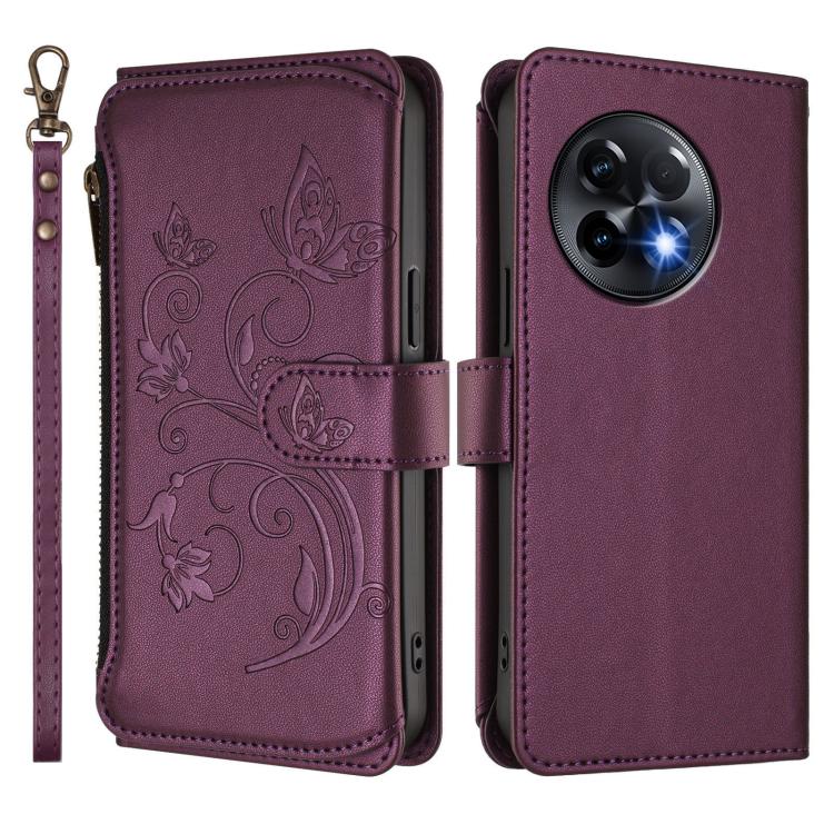 For OnePlus 11R 5G / Ace 2 5G Butterfly Love Flower Multi-card Zipper Wallet Leather Phone Case