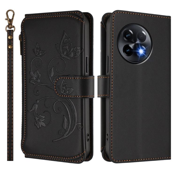 For OnePlus 11R 5G / Ace 2 5G Butterfly Love Flower Multi-card Zipper Wallet Leather Phone Case