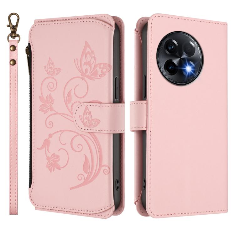 For OnePlus 11R 5G / Ace 2 5G Butterfly Love Flower Multi-card Zipper Wallet Leather Phone Case
