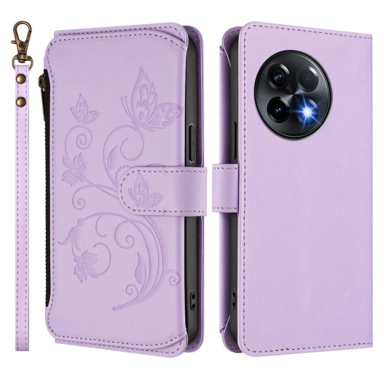For OnePlus 11R 5G / Ace 2 5G Butterfly Love Flower Multi-card Zipper Wallet Leather Phone Case