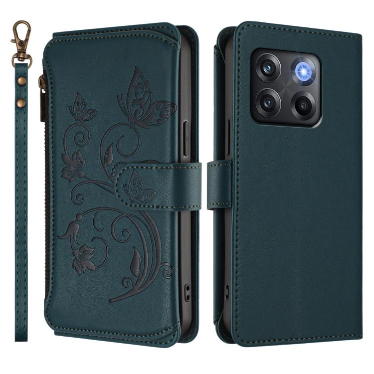 For OnePlus 10T 5G / Ace Pro 5G Butterfly Love Flower Multi-card Zipper Wallet Leather Phone Case