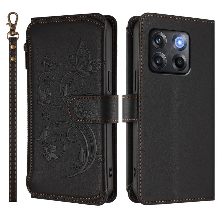 For OnePlus 10T 5G / Ace Pro 5G Butterfly Love Flower Multi-card Zipper Wallet Leather Phone Case