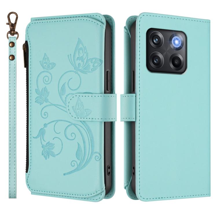 For OnePlus 10T 5G / Ace Pro 5G Butterfly Love Flower Multi-card Zipper Wallet Leather Phone Case