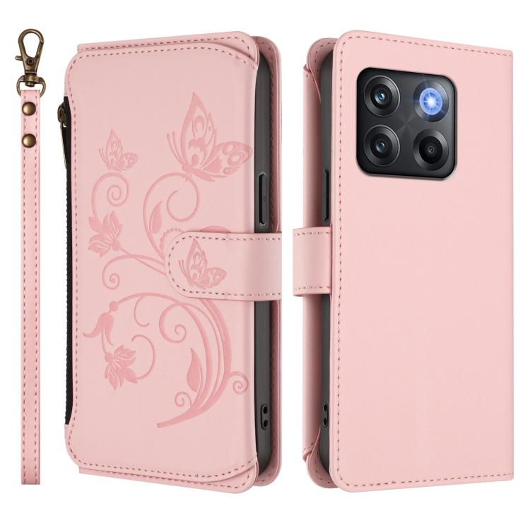 For OnePlus 10T 5G / Ace Pro 5G Butterfly Love Flower Multi-card Zipper Wallet Leather Phone Case