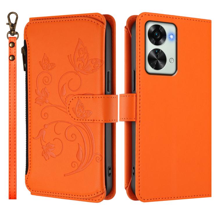 For OnePlus Nord 2T Butterfly Love Flower Multi-card Zipper Wallet Leather Phone Case