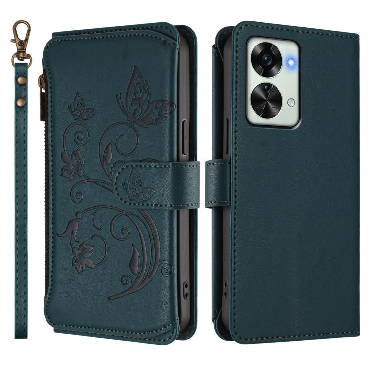 For OnePlus Nord 2T Butterfly Love Flower Multi-card Zipper Wallet Leather Phone Case