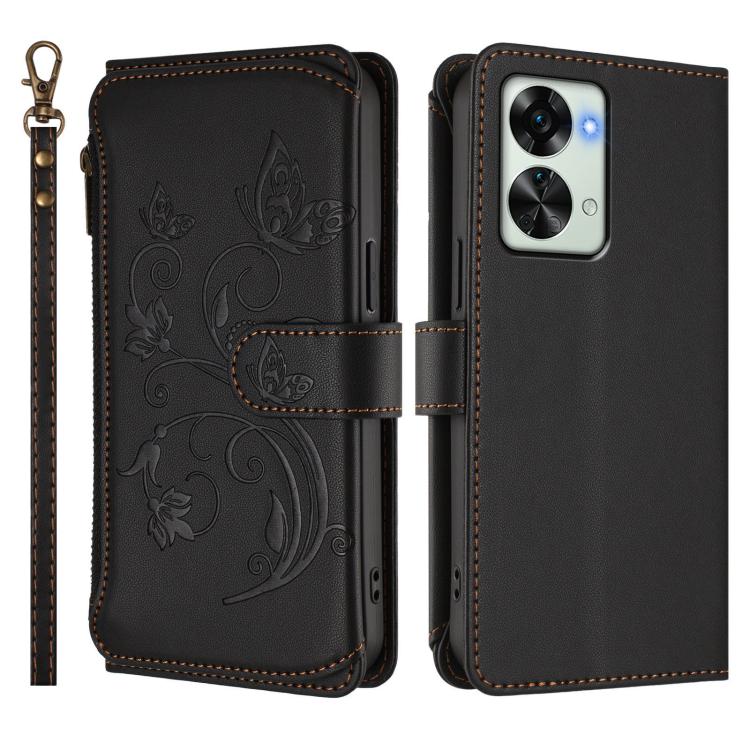 For OnePlus Nord 2T Butterfly Love Flower Multi-card Zipper Wallet Leather Phone Case