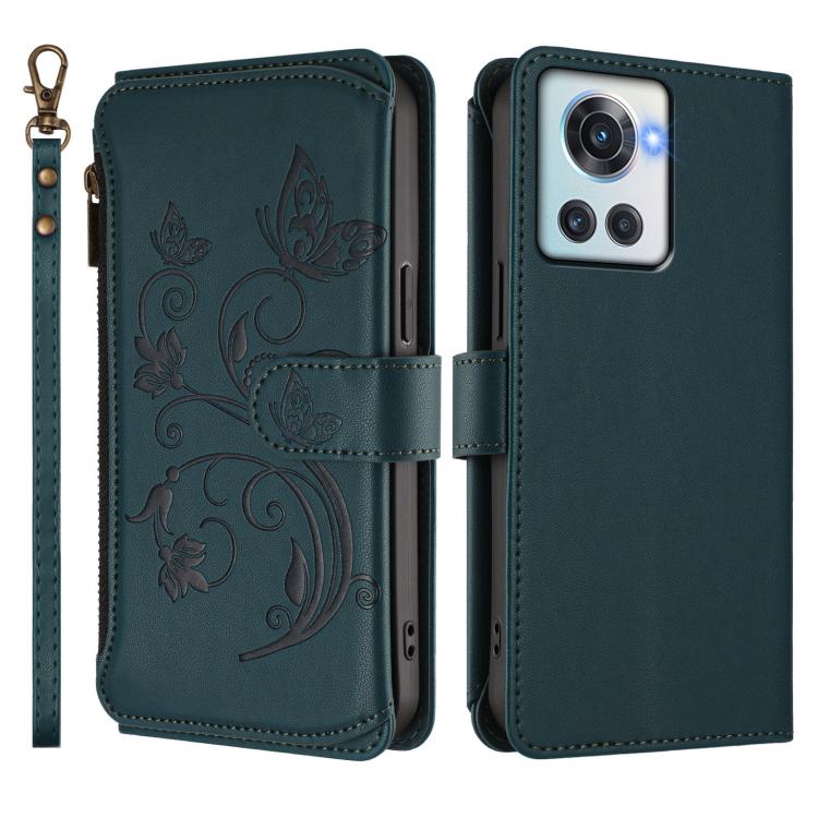 For OnePlus 10R / Ace Butterfly Love Flower Multi-card Zipper Wallet Leather Phone Case