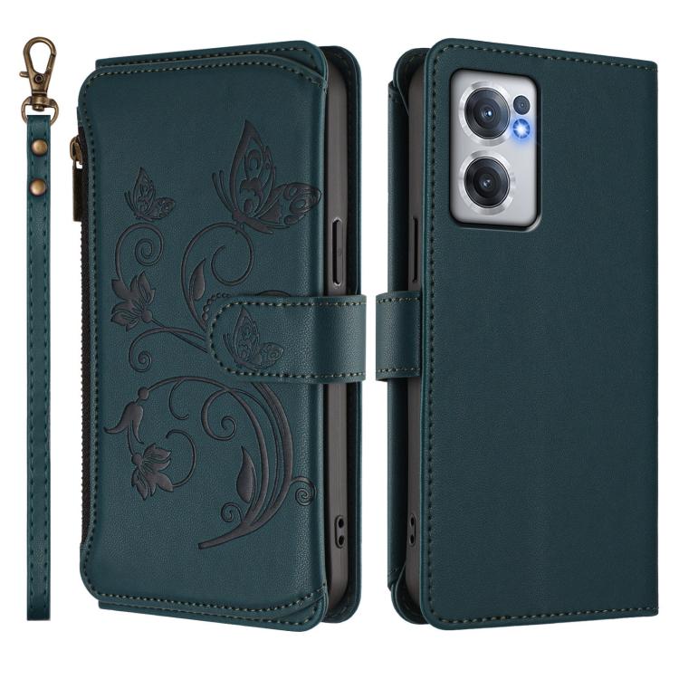 For OnePlus Nord CE2 5G Butterfly Love Flower Multi-card Zipper Wallet Leather Phone Case
