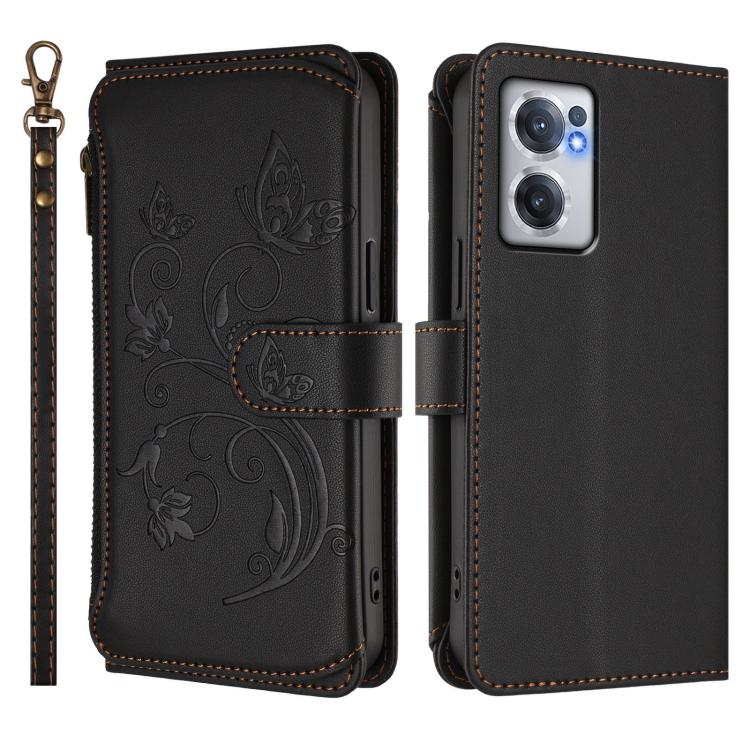 For OnePlus Nord CE2 5G Butterfly Love Flower Multi-card Zipper Wallet Leather Phone Case