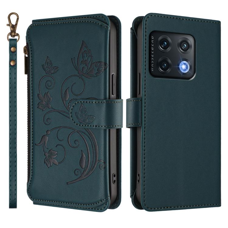 For OnePlus 10 Pro 5G Butterfly Love Flower Multi-card Zipper Wallet Leather Phone Case