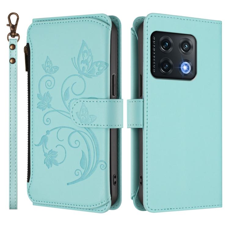 For OnePlus 10 Pro 5G Butterfly Love Flower Multi-card Zipper Wallet Leather Phone Case