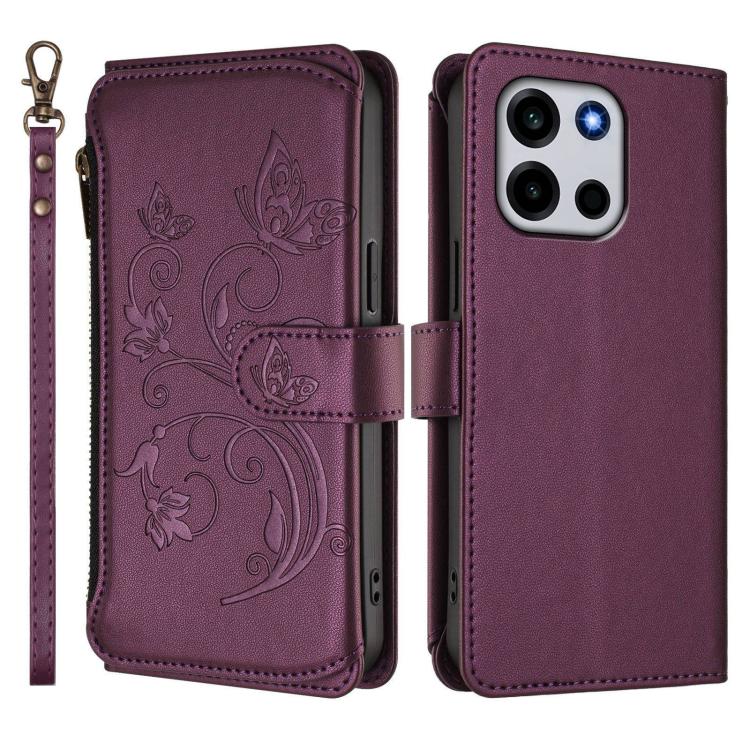 For OnePlus Turbo 6 / 6V 5G Butterfly Love Flower Multi-card Zipper Wallet Leather Phone Case