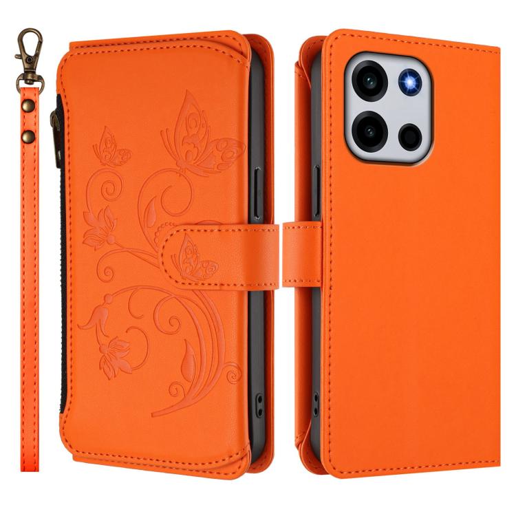 For OnePlus Turbo 6 / 6V 5G Butterfly Love Flower Multi-card Zipper Wallet Leather Phone Case