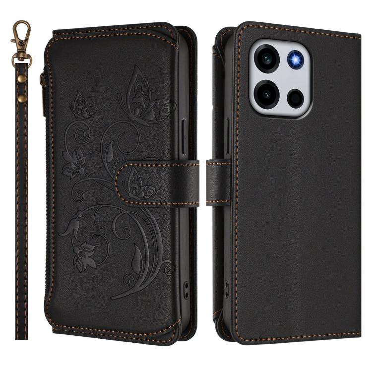 For OnePlus Turbo 6 / 6V 5G Butterfly Love Flower Multi-card Zipper Wallet Leather Phone Case
