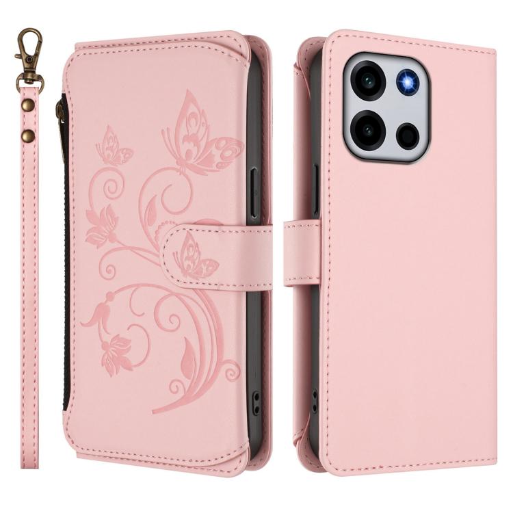 For OnePlus Turbo 6 / 6V 5G Butterfly Love Flower Multi-card Zipper Wallet Leather Phone Case