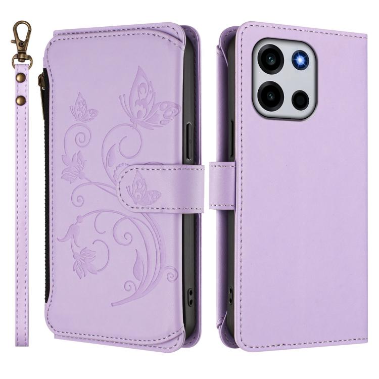 For OnePlus Turbo 6 / 6V 5G Butterfly Love Flower Multi-card Zipper Wallet Leather Phone Case