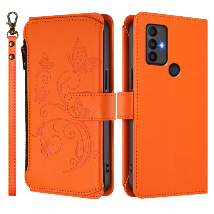 For TCL 30 SE Butterfly Love Flower Multi-card Zipper Wallet Leather Phone Case