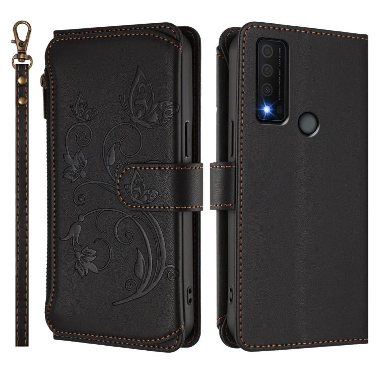 For TCL 30 XE 5G / 30 V 5G / T781S Butterfly Love Flower Multi-card Zipper Wallet Leather Phone Case