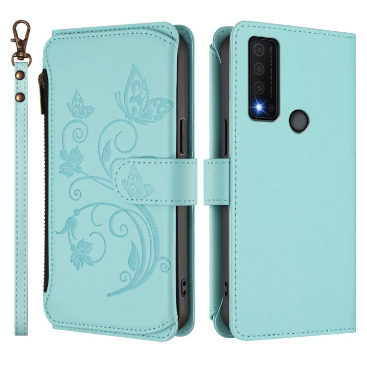 For TCL 30 XE 5G / 30 V 5G / T781S Butterfly Love Flower Multi-card Zipper Wallet Leather Phone Case