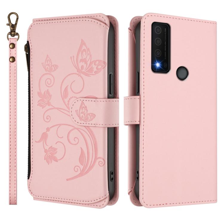 For TCL 30 XE 5G / 30 V 5G / T781S Butterfly Love Flower Multi-card Zipper Wallet Leather Phone Case
