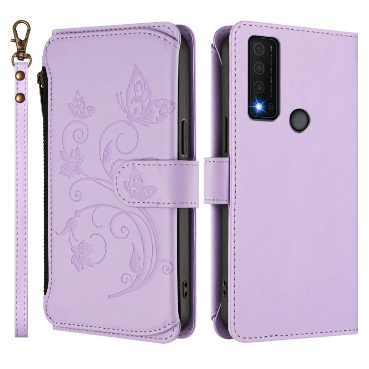 For TCL 30 XE 5G / 30 V 5G / T781S Butterfly Love Flower Multi-card Zipper Wallet Leather Phone Case