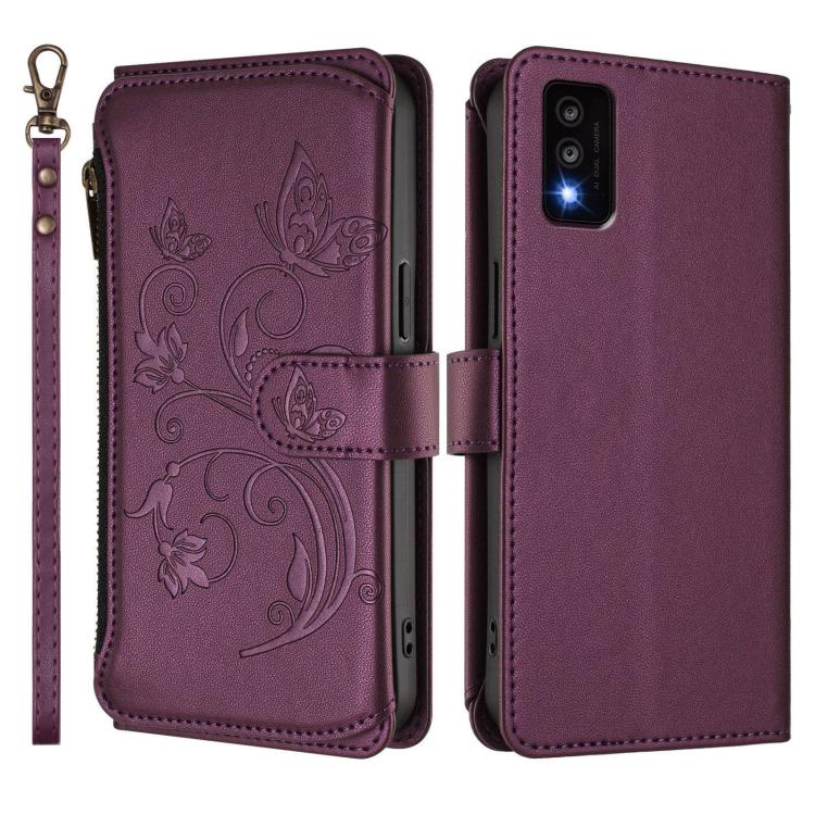 For TCL 30T / T603DL Butterfly Love Flower Multi-card Zipper Wallet Leather Phone Case