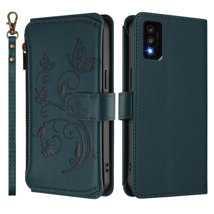 For TCL 30T / T603DL Butterfly Love Flower Multi-card Zipper Wallet Leather Phone Case
