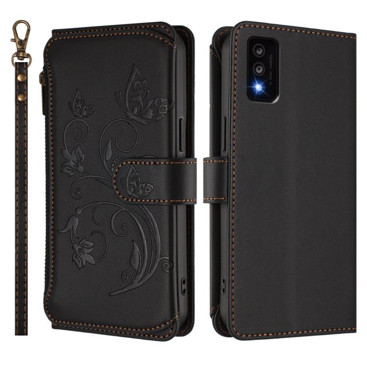 For TCL 30T / T603DL Butterfly Love Flower Multi-card Zipper Wallet Leather Phone Case